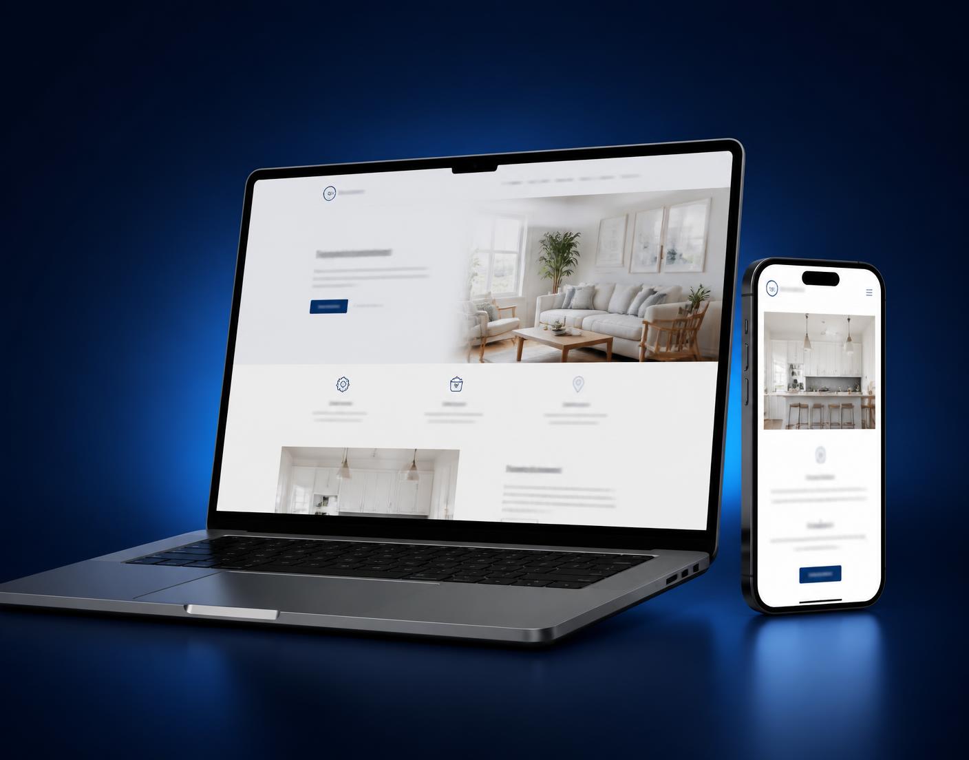 A modern small-business website shown on a laptop and a mobile phone